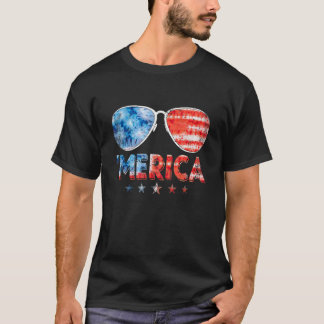 T-shirt American Flag 4 juillet Merica Lunettes de soleil 