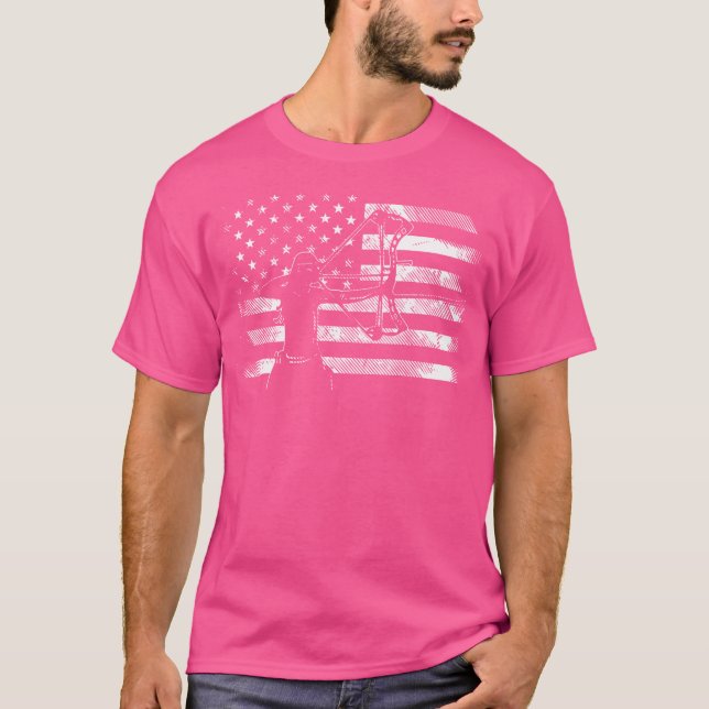 T-shirt American Flag Archer Girl Archery Bow Hunting Usa (Devant)