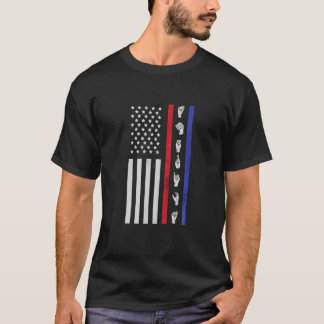 T-shirt American Flag ASL American Sign Language America U