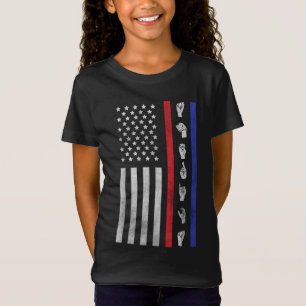 T-Shirt American Flag ASL American Sign Language America U