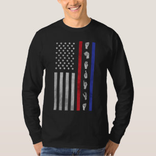 T-shirt American Flag ASL American Sign Language America U