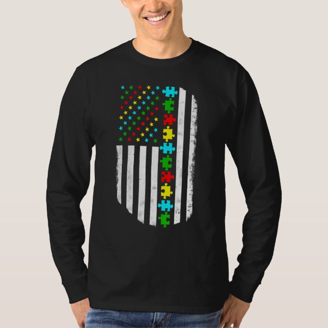 T-shirt American Flag Autism Maman Famille de Sensibilisat (Devant)