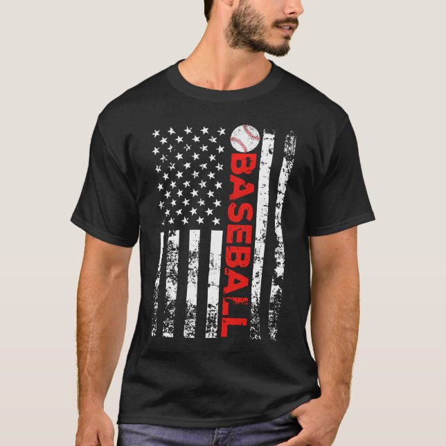 T-shirt American Flag Baseball Team Cadeau (Devant)