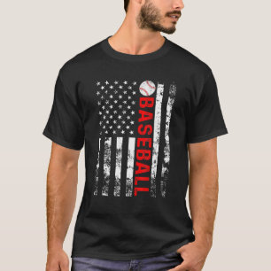 T-shirt American Flag Baseball Team Cadeau Funny Baseball