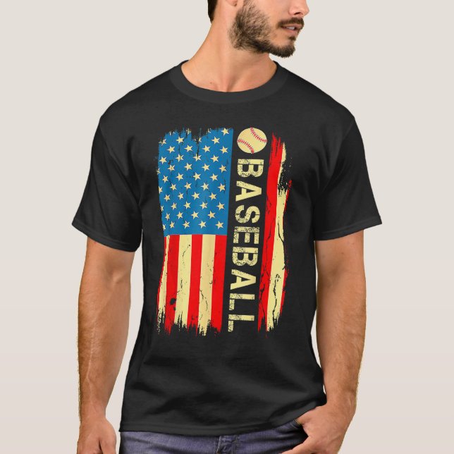 T-shirt American Flag Baseball Team Cadeaux Hommes garçons (Devant)