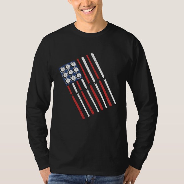 T-shirt American Flag Billiards Shooting Pool  Pool Team (Devant)