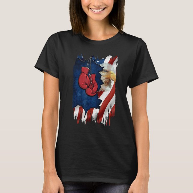 T-shirt American Flag Boxer  Boxing  For Mens 4th July Day (Devant)