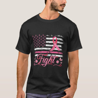 T-shirt American Flag Breast Cancer Awareness Pink Ribbon