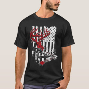 T-shirt American Flag Chasse à la chaudière - Cerf Crâne C