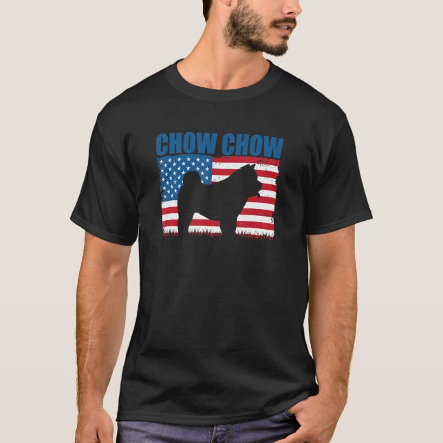 T-shirt American Flag Chow Chow (Devant)