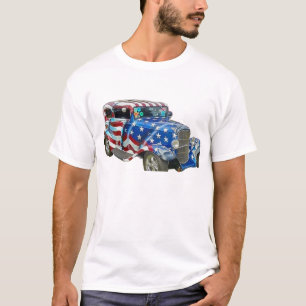 T-shirt American Flag Classic Car