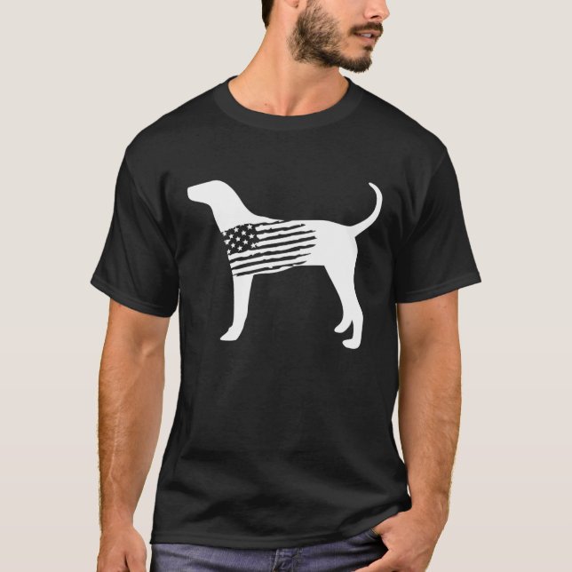 T-shirt American Flag Coonhound For Plott Bluetick Redbone (Devant)