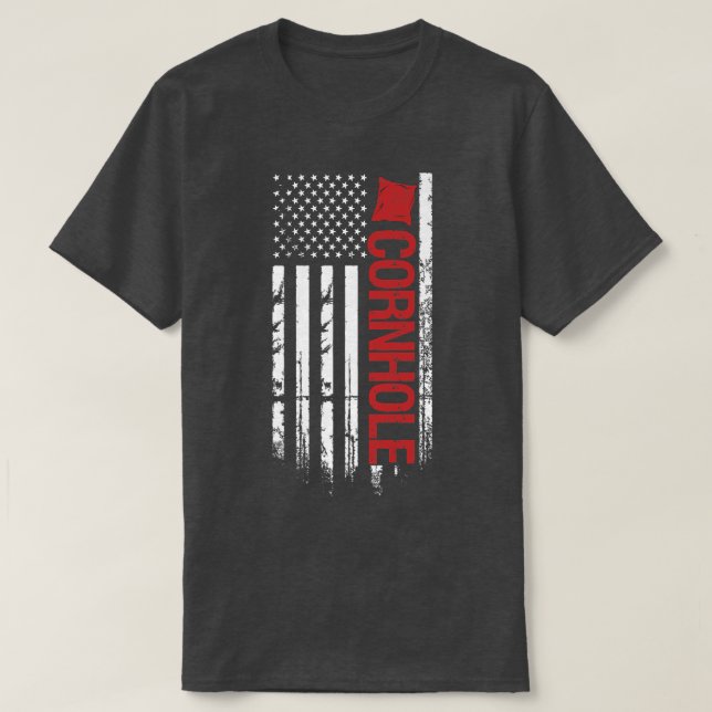 T-shirt American Flag cornhole USA Patriotic Father's Day  (Design devant)