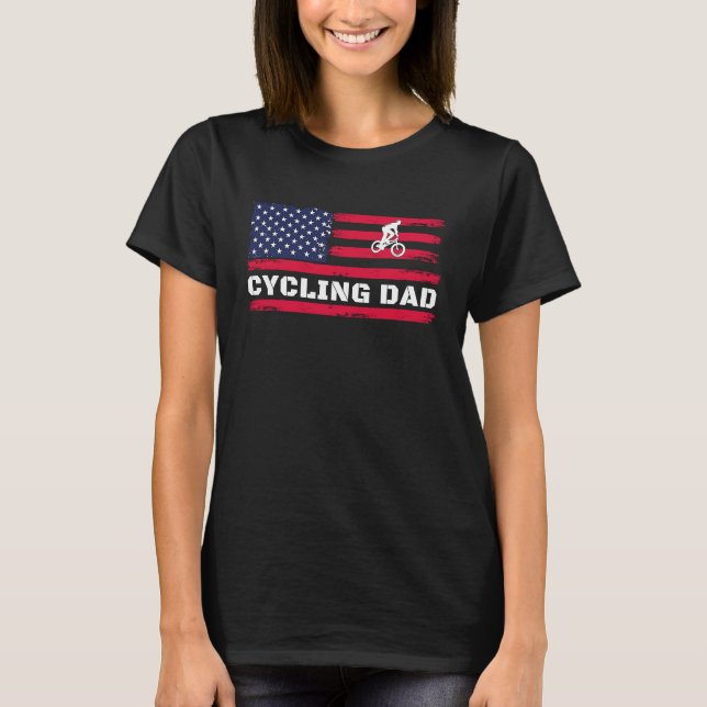 T-shirt American Flag Cycling Dad Father's Day (Devant)