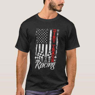 T-shirt American Flag Dirt Track Racing Voiture Vélo Pilot