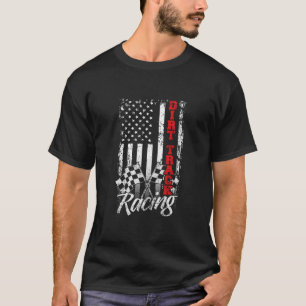 T-shirt American Flag Dirt Track Racing Voiture Vélo Pilot