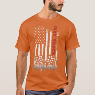 T-shirt American Flag Dirt Track Racing Voiture Vélo Pilot