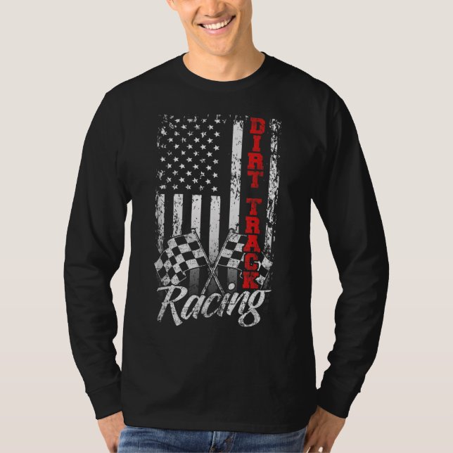 T-shirt American Flag Dirt Track Racing Voiture Vélo Pilot (Devant)
