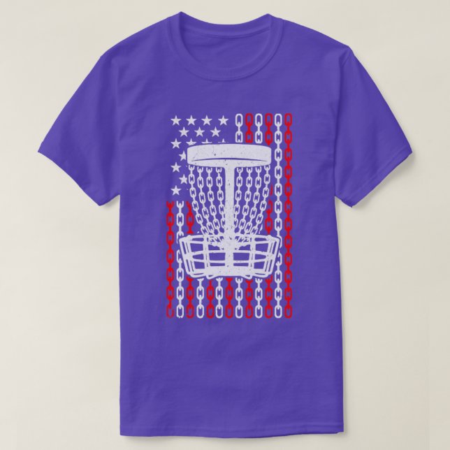 T-shirt American Flag Disk Golf Player Funny USA Basket Ch (Design devant)