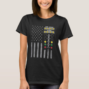 T-shirt American Flag Drag Strip Auto Tree Light Racecar