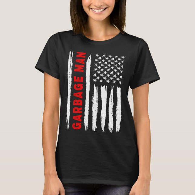 T-shirt American Flag Garbage Man US USA Flag (Devant)