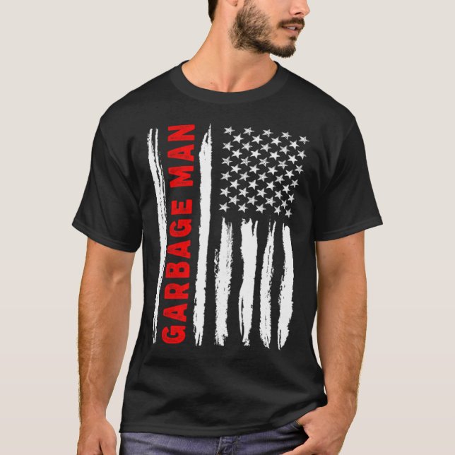 T-shirt American Flag Garbage Man US USA Flag (Devant)