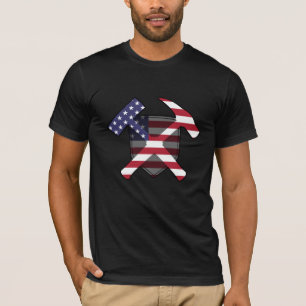 T-shirt American Flag Geology Rock Hammer Logo