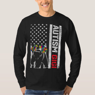 T-shirt American Flag Gigi Bear Autism Awareness Support F