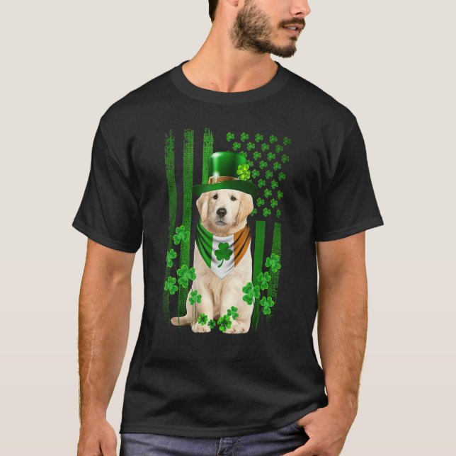 T-shirt American Flag Golden Retriever Dog Hat Irish St Pa (Devant)