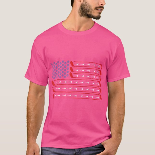 T-shirt American Flag Golf Funny Golf Club Sports Cadeau (Devant)