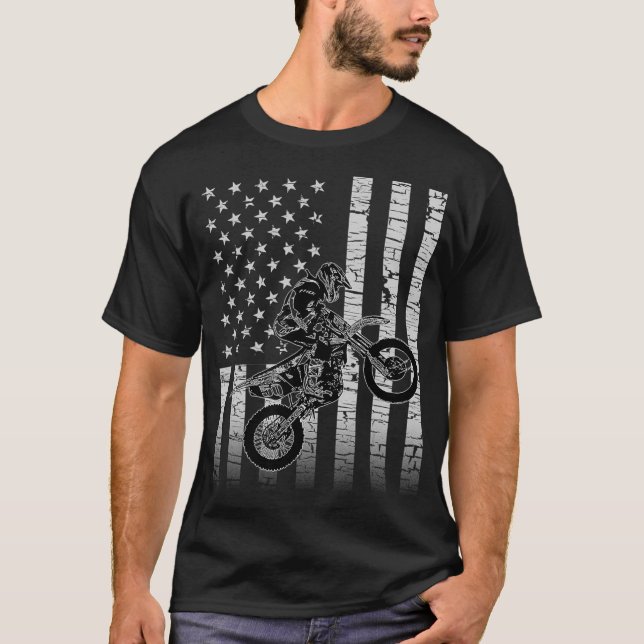 T-shirt American Flag Graphic Motocross Dirt Bike (Devant)