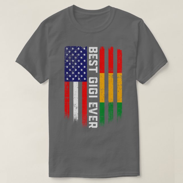 T-shirt American Flag & Guinea Flag Best Gigi Ever  (Design devant)