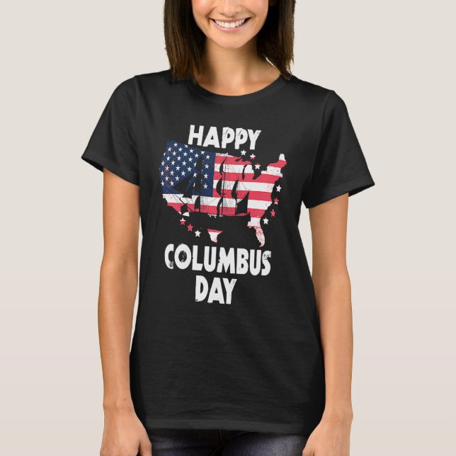 T-shirt American Flag Happy Columbus Day (Devant)