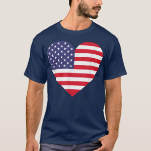 T-shirt American Flag Heart 4 juillet USA Love Patriotic