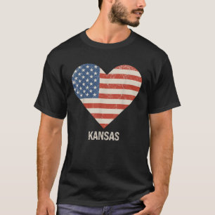 T-shirt American Flag Heart Kansas 4 juillet Patriotic U