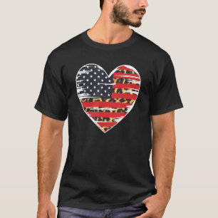 T-shirt American Flag Heart Leopard Usa Patriotic 4th Of J