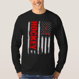 T-shirt American Flag Hockey Usa Patriotique Sport Jeux Lo