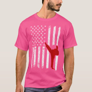T-shirt American Flag Karate Fighter