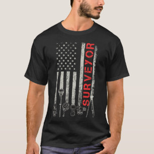 T-shirt American flag land Surveyor surveying puns enginee