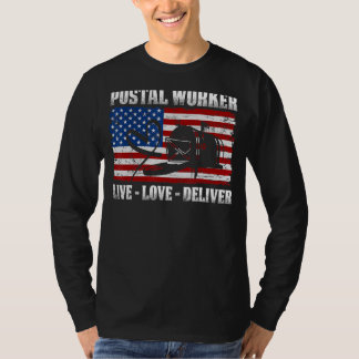 T-shirt American Flag Live Love Livrer Postal Worker USA