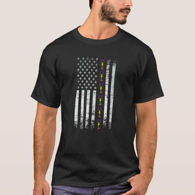T-shirt American Flag Mardi GrasMardi Gras Crawfish Outfit (Devant)