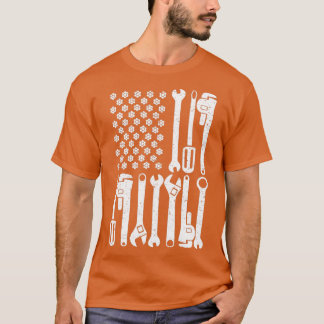 T-shirt American Flag Mécanique Wrench Patriotic Auto Tech