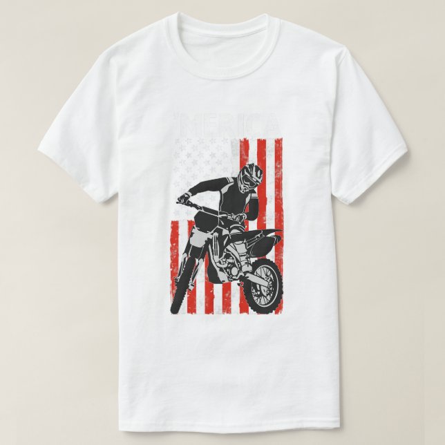 T-shirt American Flag Motorcross Braap MERICA Dirt Bike 4t (Design devant)