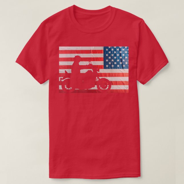 T-shirt American Flag Motorcycle Biker162 (Design devant)
