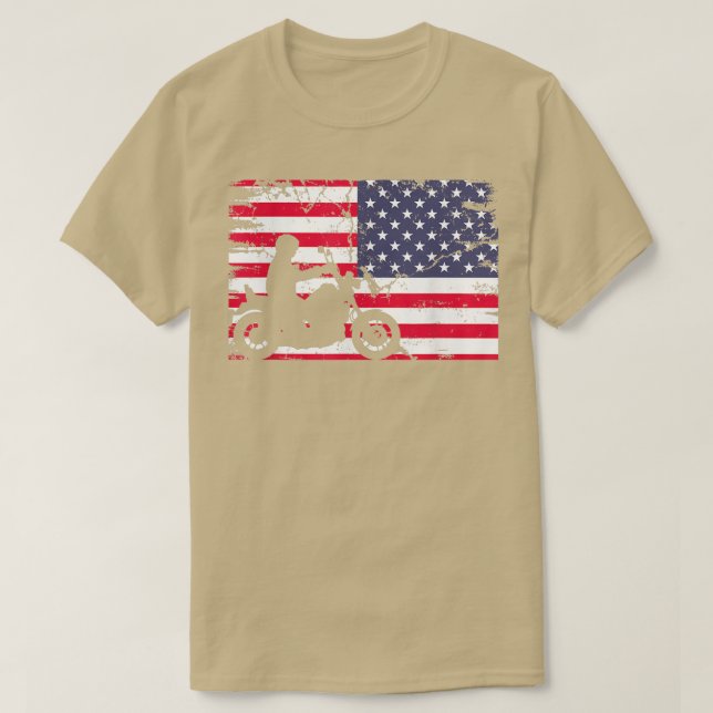 T-shirt American Flag Motorcycle Biker180 (Design devant)
