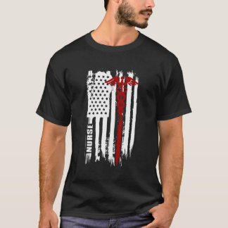 T-shirt American Flag Nurse US Nurse Cadeau