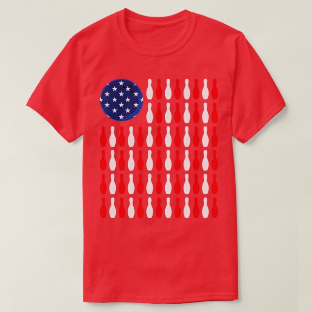 T-shirt American Flag Patriotic Bowler Bowling (Design devant)