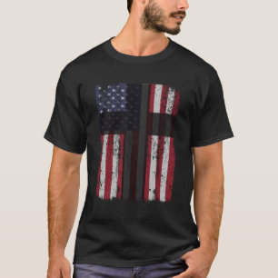 T-shirt American Flag Patriotique Usa Christian Cross