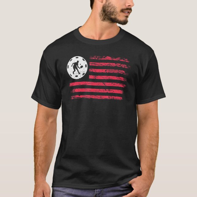 T-shirt American Flag Pickleball Player (Devant)