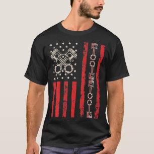 T-shirt American Flag Piston Muscle for Patriotic Mechani